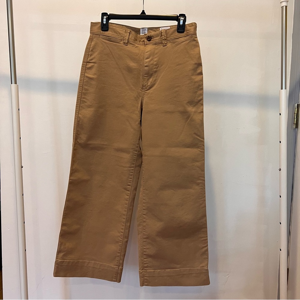 GAP High-rise wide leg crop khaki | womens 8